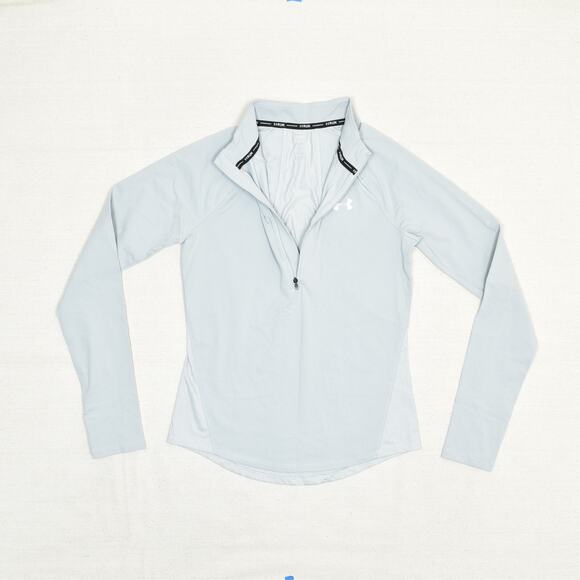 Under Armour Women's 1/4 Zip Sweatshirt Long Sleeve Polyester Gray Size M RUN - Picture 2 of 8